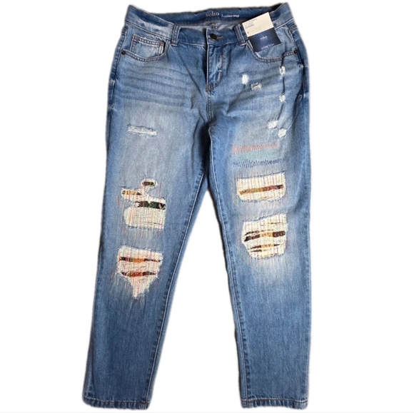 NWT NY&Co SOHO Jeans Runway 25" Distressed Legging Crop - Size 8 - Picture 1 of 7